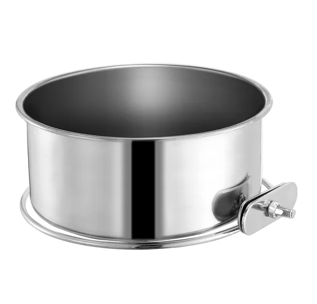 Stainless Steel Hanging Crate Bowl - Detachable No-Spill Bowl for Cages & Kennels