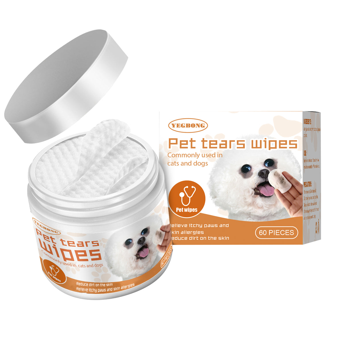 Pet Eye & Tear Stain Wipes - Gentle Cleaning Pads for Dogs & Cats