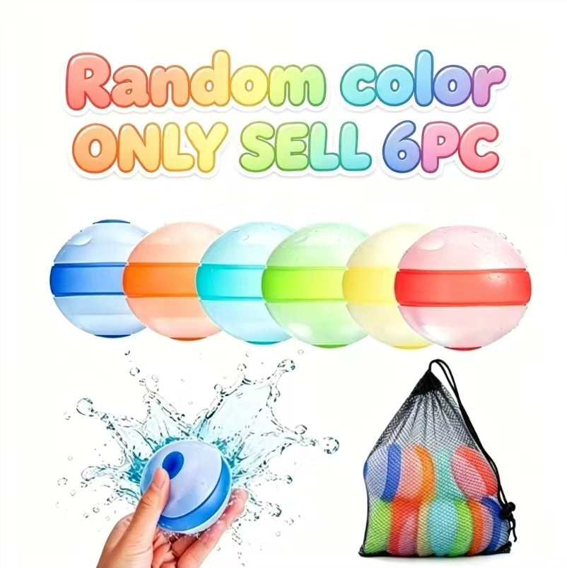 Reusable Silicone Water Balloons - 6 Pack Quick-Fill Splash Balls