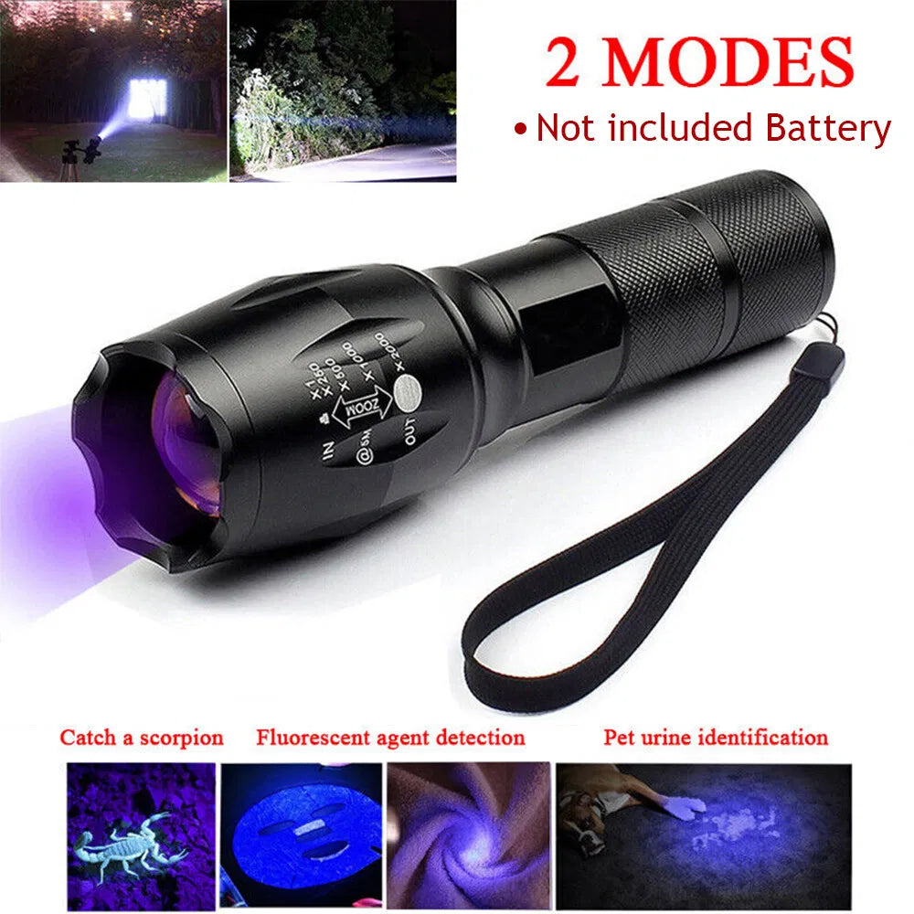 UV Blacklight Flashlight - Zoomable Ultraviolet Torch for Pet Stains & Detection