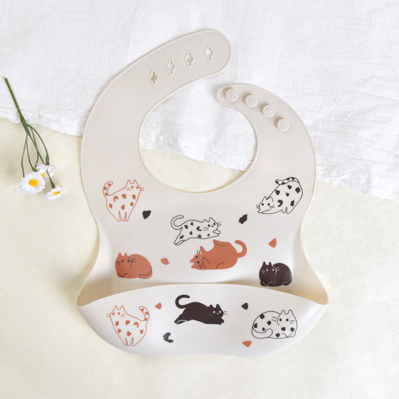 Silicone Baby Feeding Bib - Waterproof Adjustable Bib with Crumb Catcher