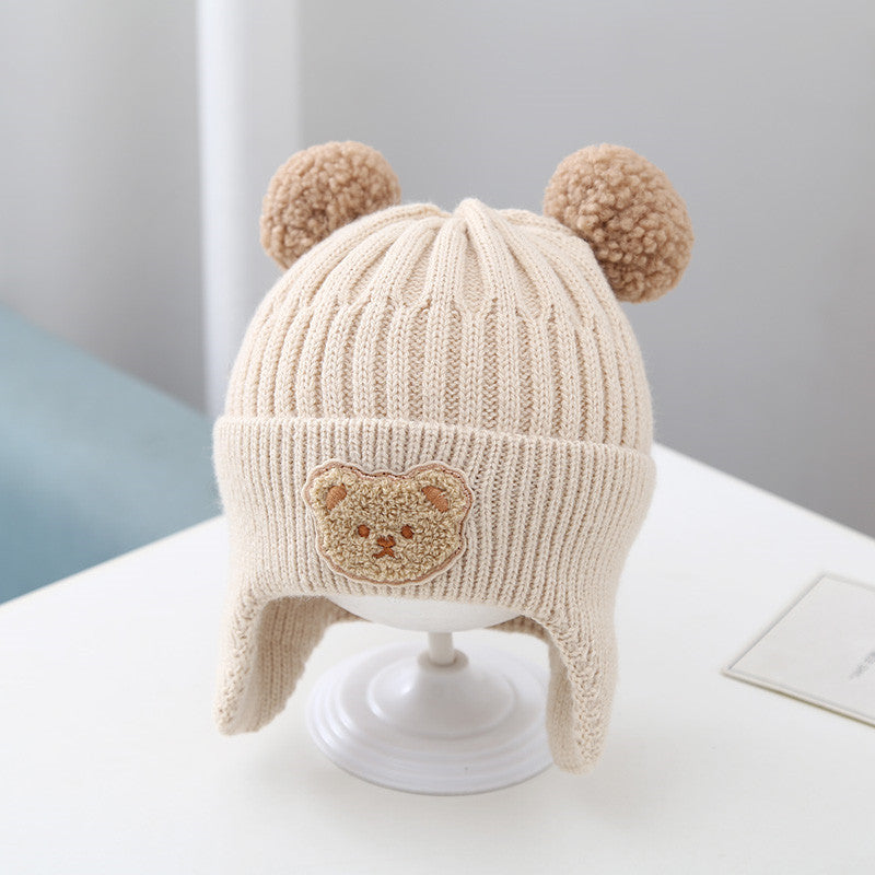 Baby Bear Knitted Beanie - Warm Winter Earflap Cap with Cute Ears