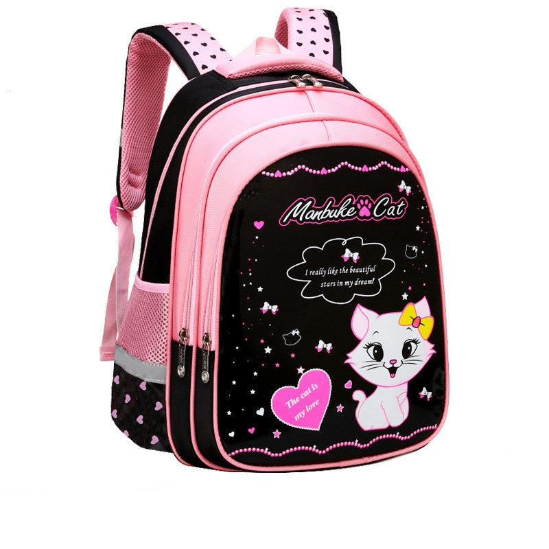 Kids School Backpack - Cute Cat Print Lightweight Bookbag for Boys & Girls