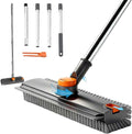 3-in-1 Floor Scrub Brush - Long-Handle Stiff Brush with Squeegee for Tile & Bathroom