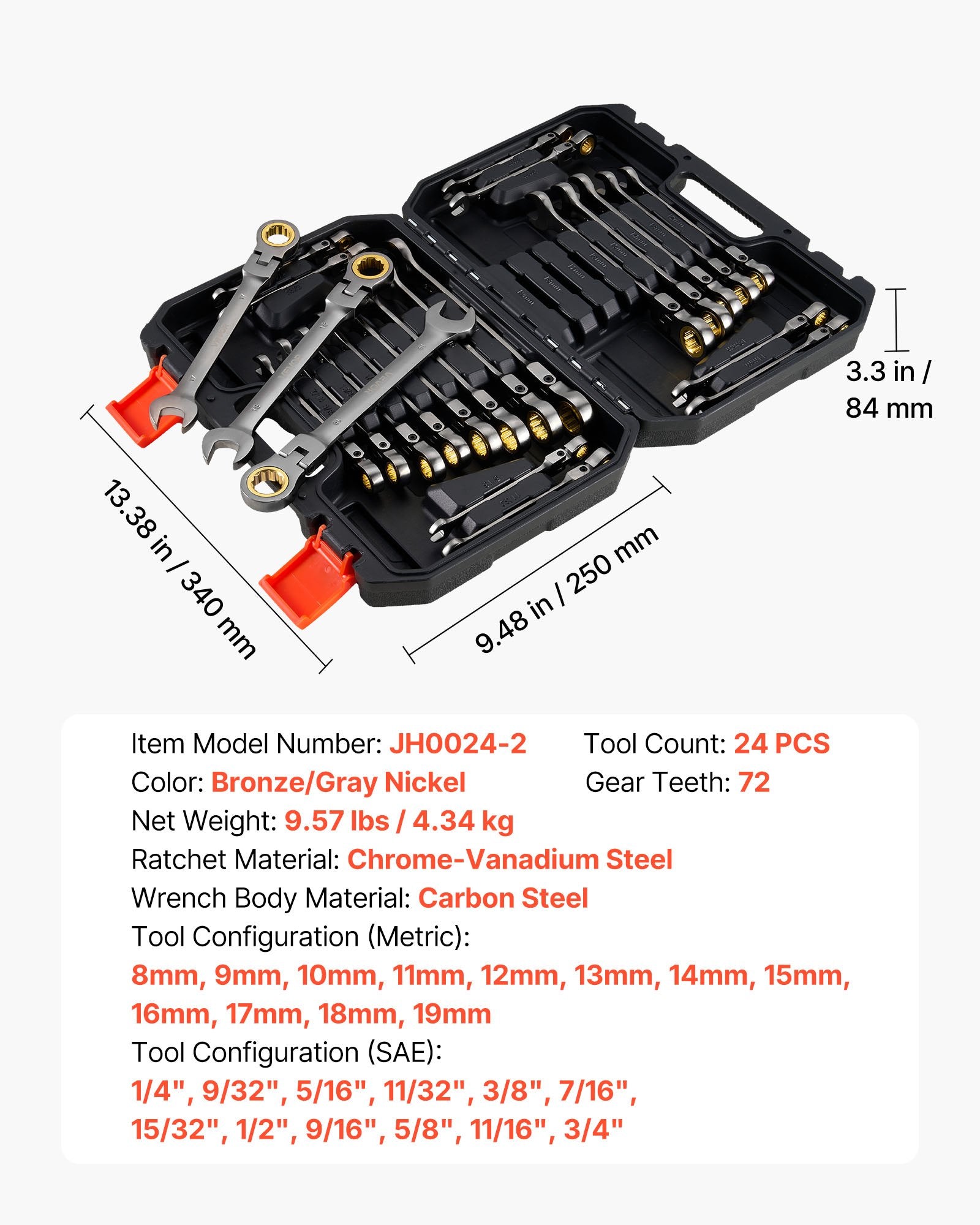 Flex-Head Ratcheting Wrench Set