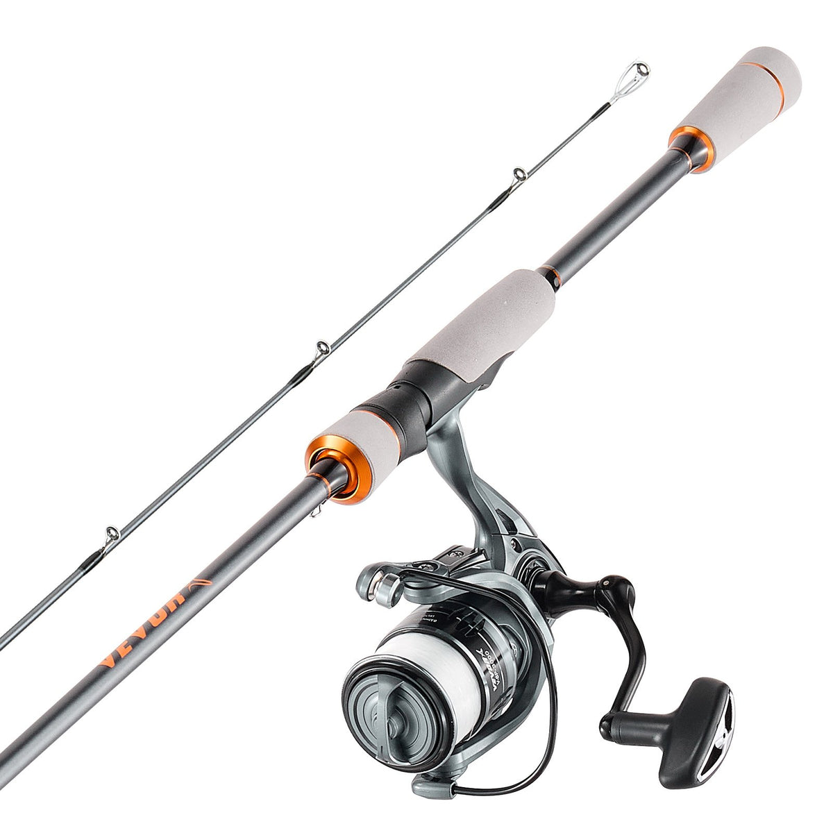 Carbon Fiber Spinning Rod & Reel Combo - 6.5ft 2-Piece Bass Fishing Pole with 7+1 Bearings