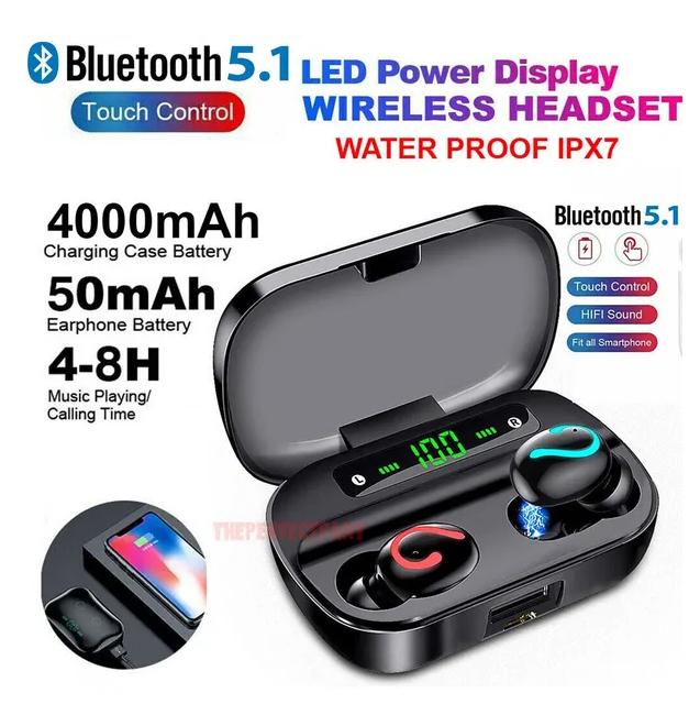 Mini TWS Bluetooth Earbuds - IPX7 Waterproof Wireless Earphones with Charging Case