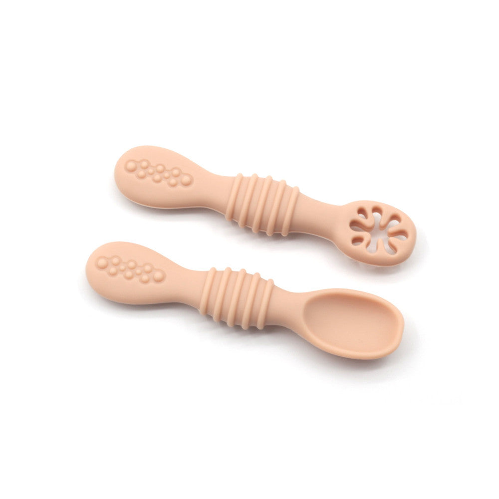 Baby Silicone Spoon & Fork Training Set - Soft Self-Feeding Utensils