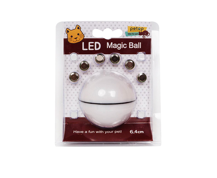 White interactive cat toy ball