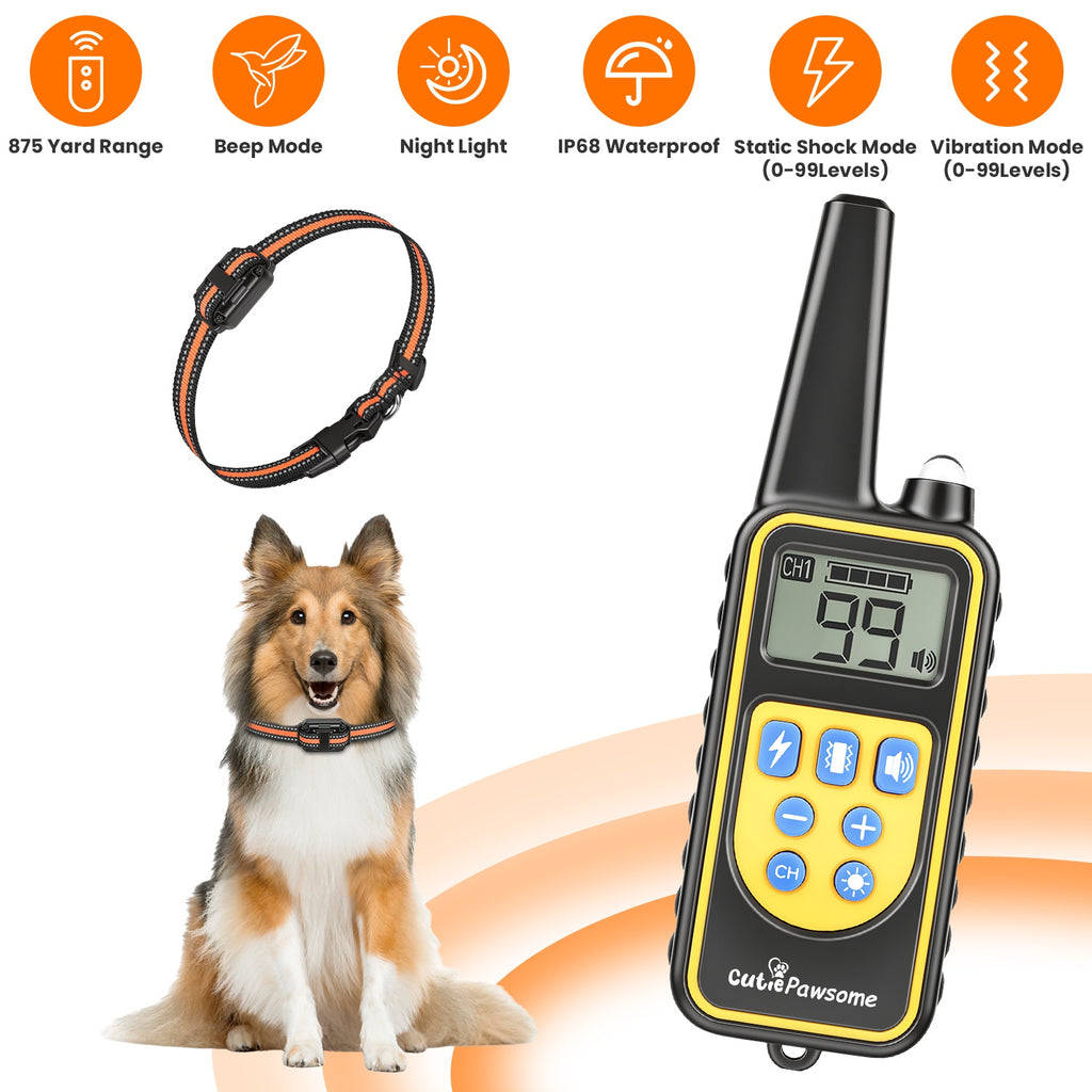 Remote Dog Training Collar - Rechargeable E-Collar with Beep, Vibration & Range Control