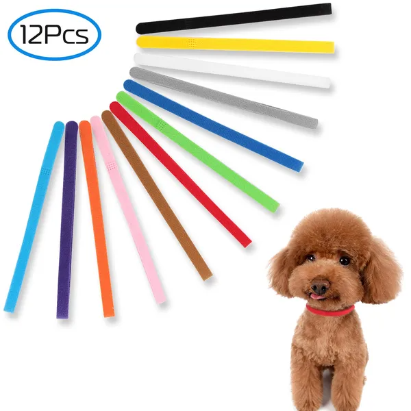 Puppy ID Collars 12-Pack - Adjustable Double-Sided Whelping Litter Bands
