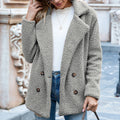 Loose Lapel Fluffy Coat Winter Button Jacket Cardigan Outwear
