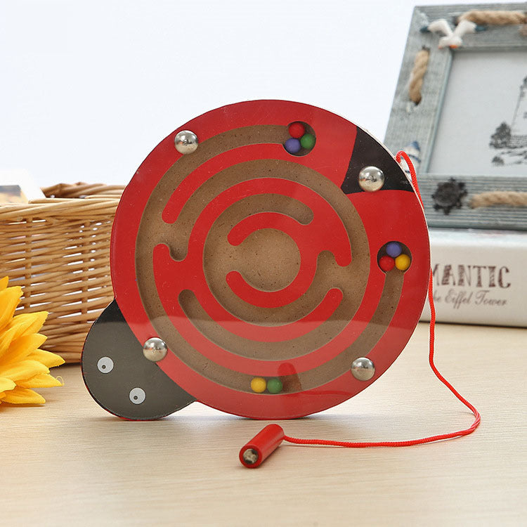 Wooden Magnetic Bead Maze - Animal Pen Maze Puzzle Toy for Kids