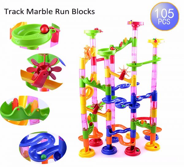 Kids Marble Run Track Set - Build-Your-Own Maze Race Building Blocks