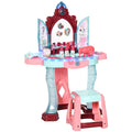 Kids Vanity Table Set with Magic Mirror - Princess Makeup Play Set with Music & Lights