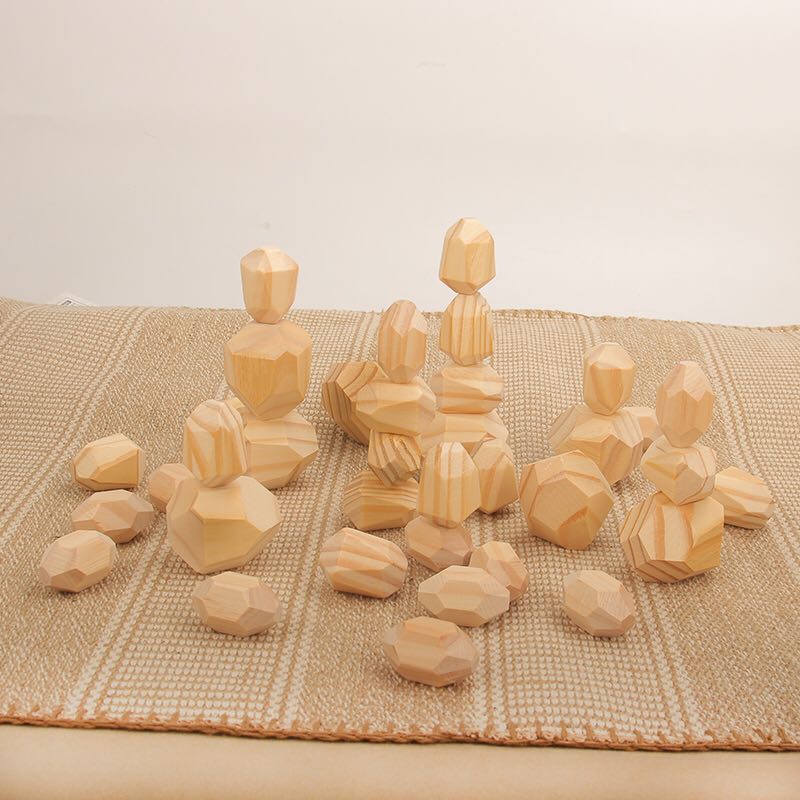 Wooden Balance Stacking Stones - Montessori Balancing Blocks for Kids