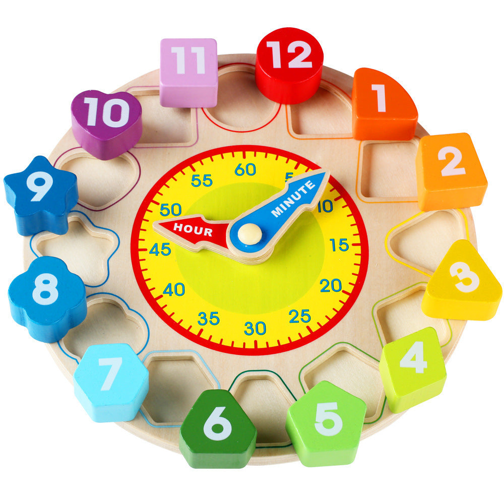 Wooden Learning Clock - Teaching Time Clock Toy for Kids