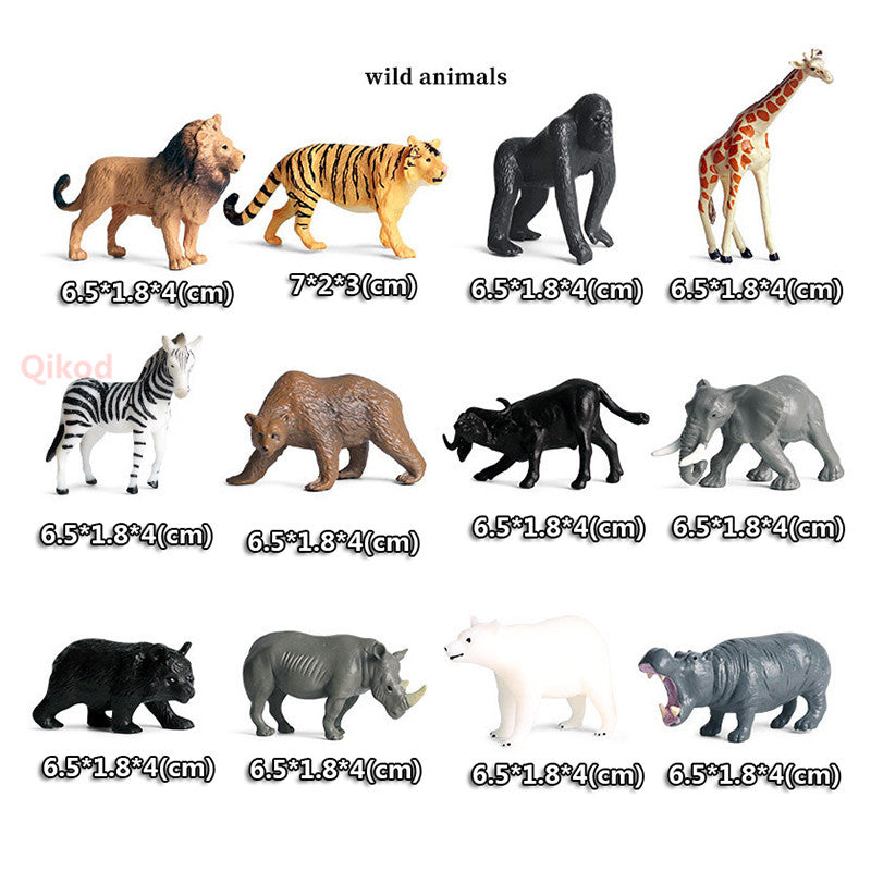 Mini Wild Animal Figures Set - Realistic Jungle Animal Toys for Kids