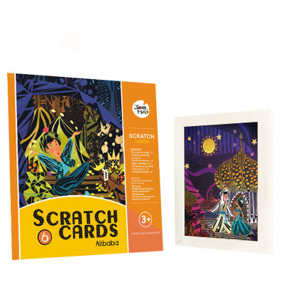 Kids Rainbow Scratch Art Paper Set - Magic Drawing Sheets with Wooden Stylus