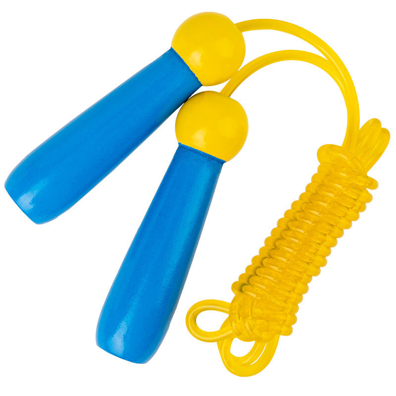 Kids Wooden Handle Skipping Rope - Adjustable Jump Rope for Beginners