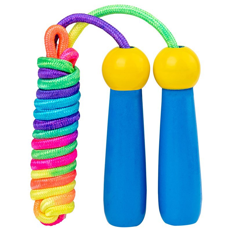 Kids Wooden Handle Skipping Rope - Adjustable Jump Rope for Beginners