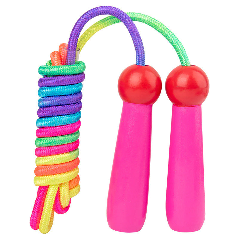 Kids Wooden Handle Skipping Rope - Adjustable Jump Rope for Beginners