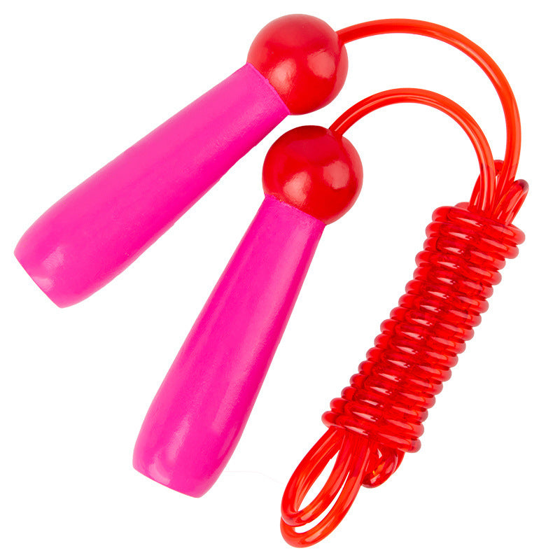Kids Wooden Handle Skipping Rope - Adjustable Jump Rope for Beginners
