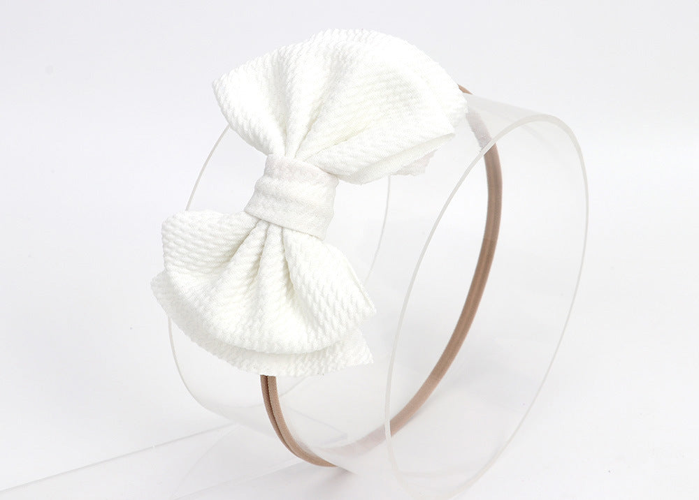 Baby Girl Bow Headband - Soft Nylon Hairband for Newborns & Toddlers