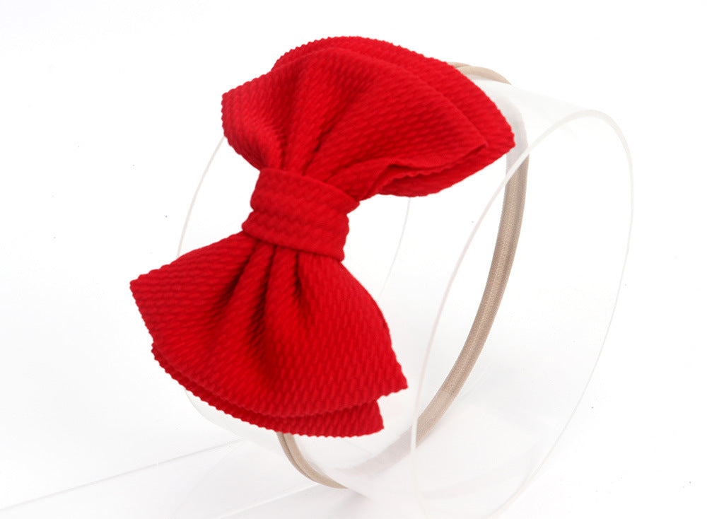 Baby Girl Bow Headband - Soft Nylon Hairband for Newborns & Toddlers