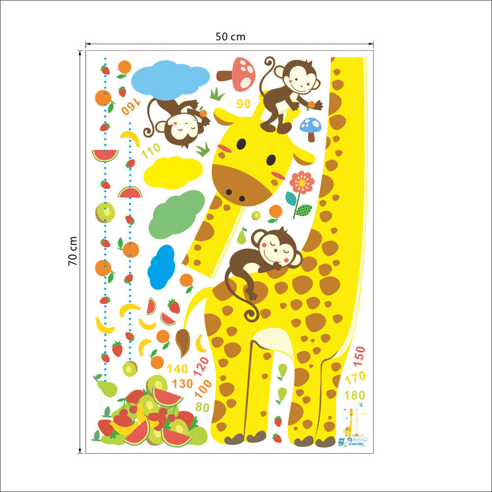 Kids Growth Chart - Cartoon Animal Height Ruler Wall Sticker for Nursery