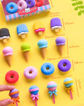 Cute Dessert Eraser Set - Fun Cartoon Erasers for Kids and School