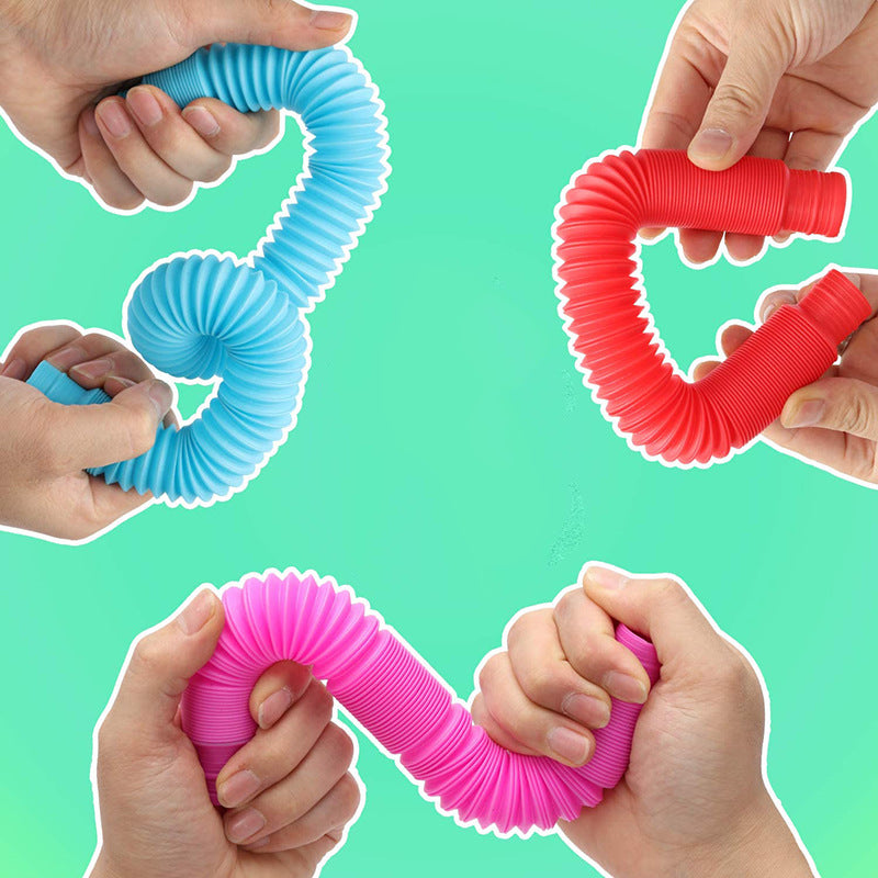 Kids Pop Tubes - Colorful Stretch Sensory Fidget Toy for Stress Relief