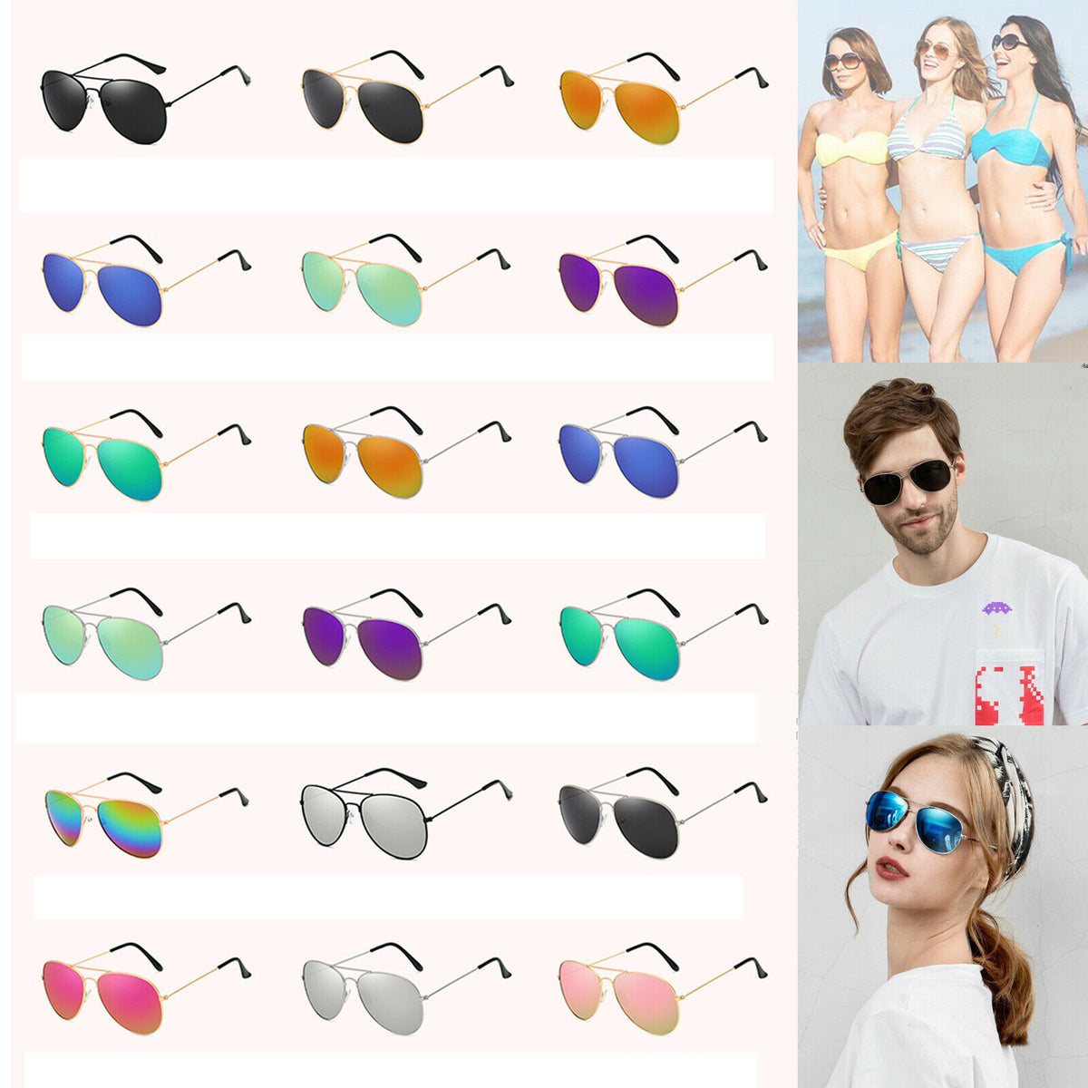 Polarized Sunglasses Men Ladies Women Unisex Mirror Vintage