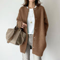 Loose Round Neck Single Breasted Cardigan Fashion Solid Color