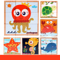 Wooden 3D Cube Puzzle - 6-in-1 Picture Blocks Educational Toy for Kids
