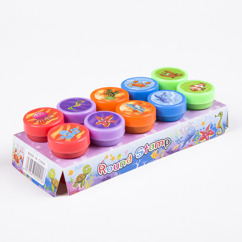 Kids Reward Stamps - Cute Cartoon Animal Self-Inking Encouragement Stamp Set