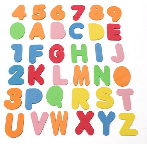36 Foam Letters and Numbers Bath Toy - Educational Stick-On Bath Set