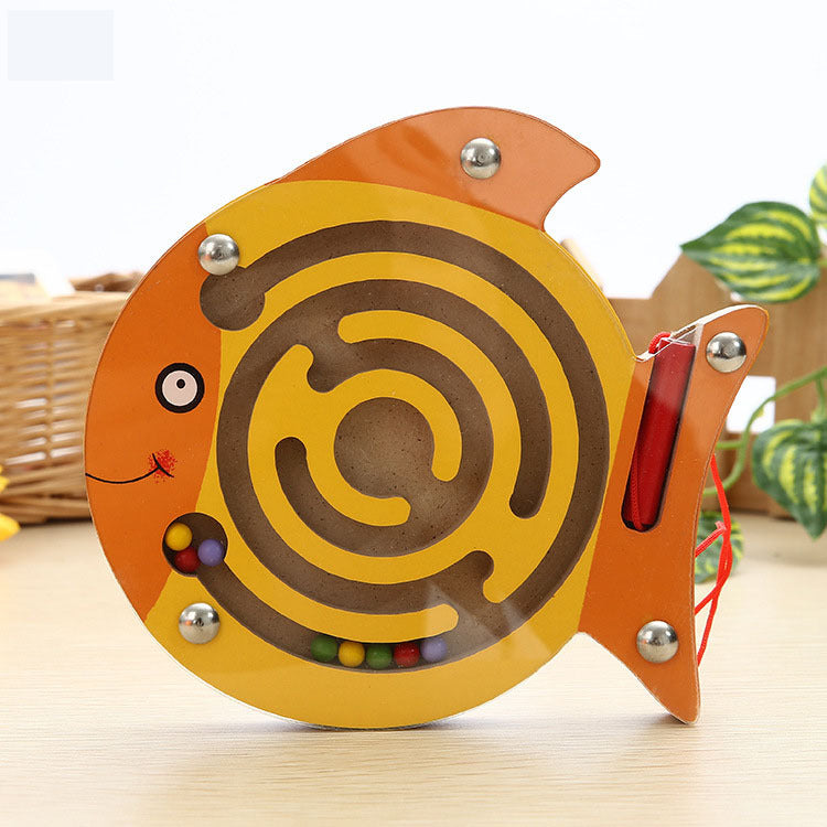 Wooden Magnetic Bead Maze - Animal Pen Maze Puzzle Toy for Kids