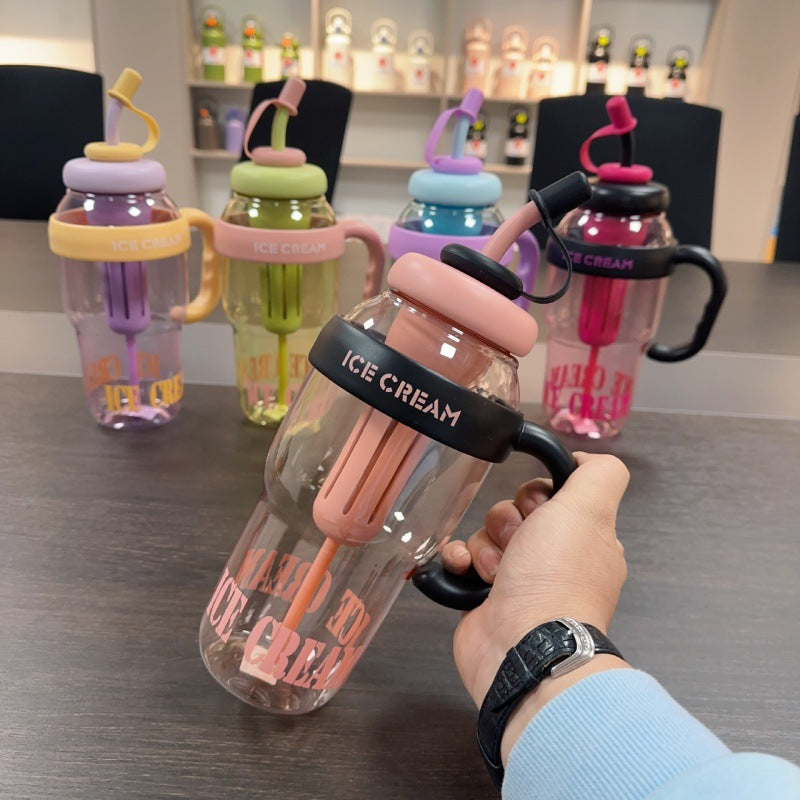 Kids Water Bottle with Straw - Large 1200ml Portable Cartoon Drink Bottle