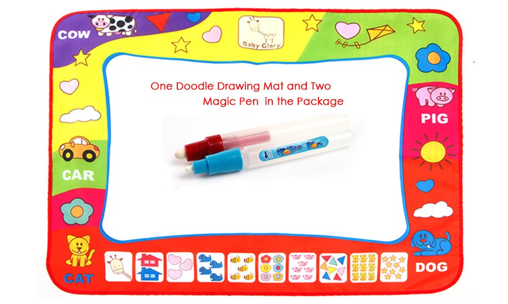 Water drawing mat with magic pens