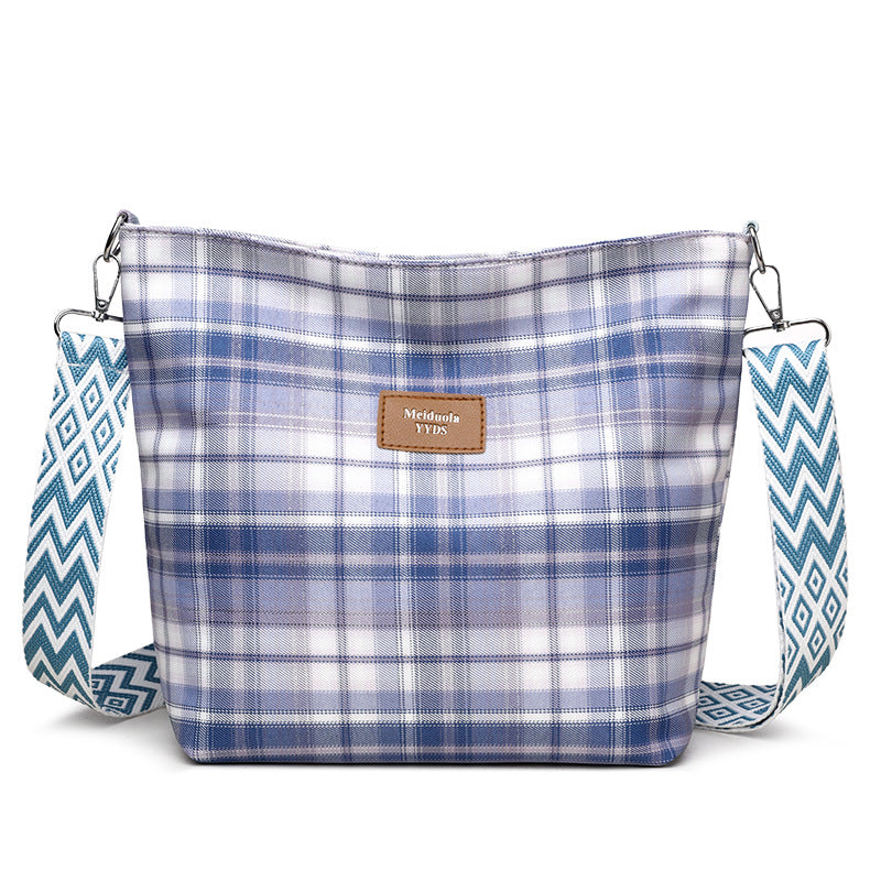 Large Capacity Contrast Color Check One-shoulder Versatile