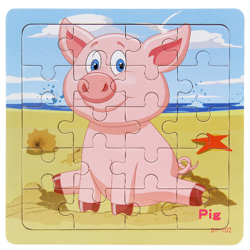 Wooden Animal Puzzle - Farm Animal Jigsaw Learning Toy for Toddlers