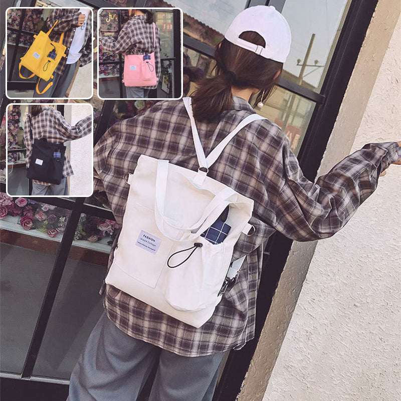 Harajuku Canvas Backpack - Cute Preppy School & Travel Bag for Women