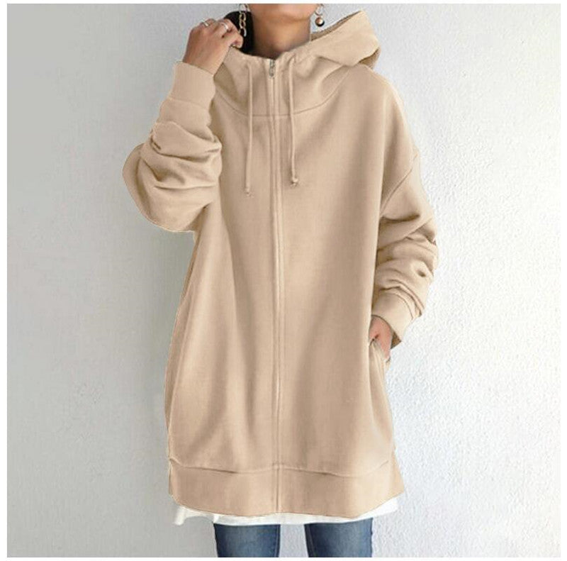 Oversized S-5XL Women Loose Hooded Coats Autumn Female Tie