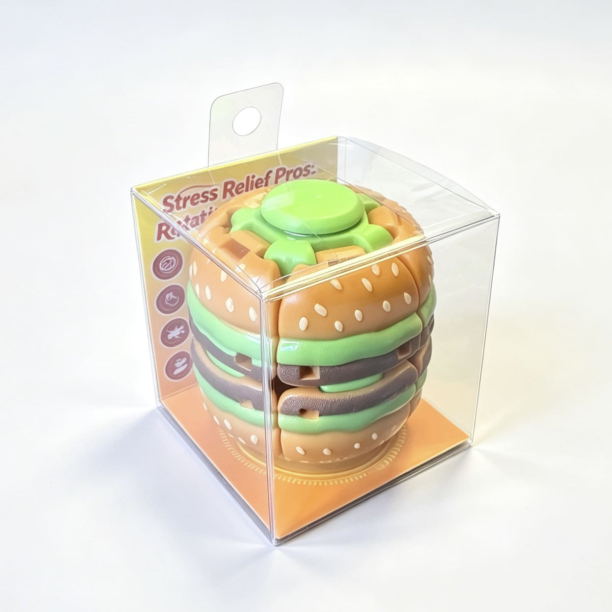 Burger Push Spinner Fidget Toy - Smooth Sensory Desk Spinner for Focus & Stress Relief