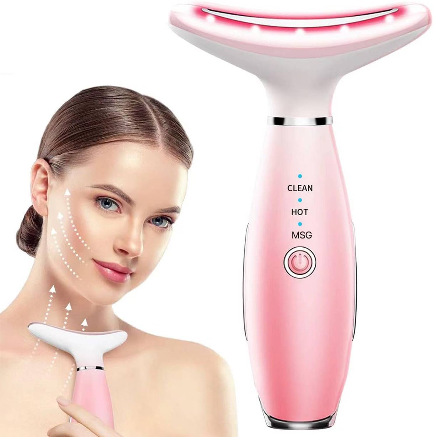 Neck & Face Massager - 3-Color LED Warm Sculpting Tool for Firming & Lifting