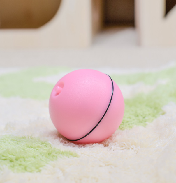 Pink interactive cat toy ball