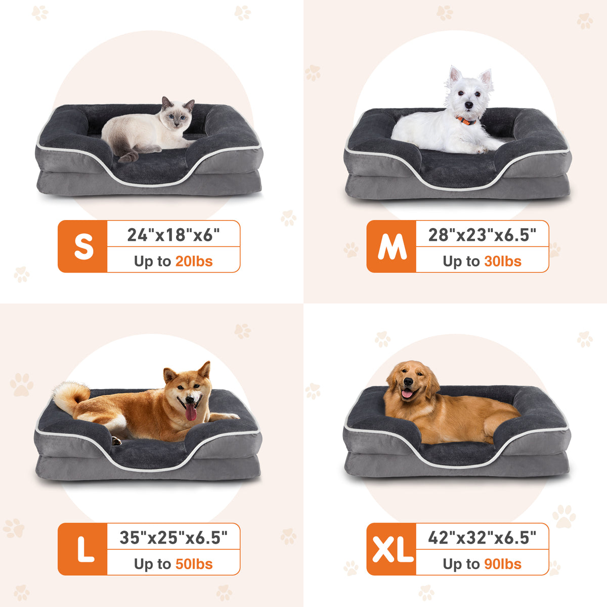 Orthopedic Memory Foam Pet Bed - Washable Non-Slip Bed for Small Dogs & Cats