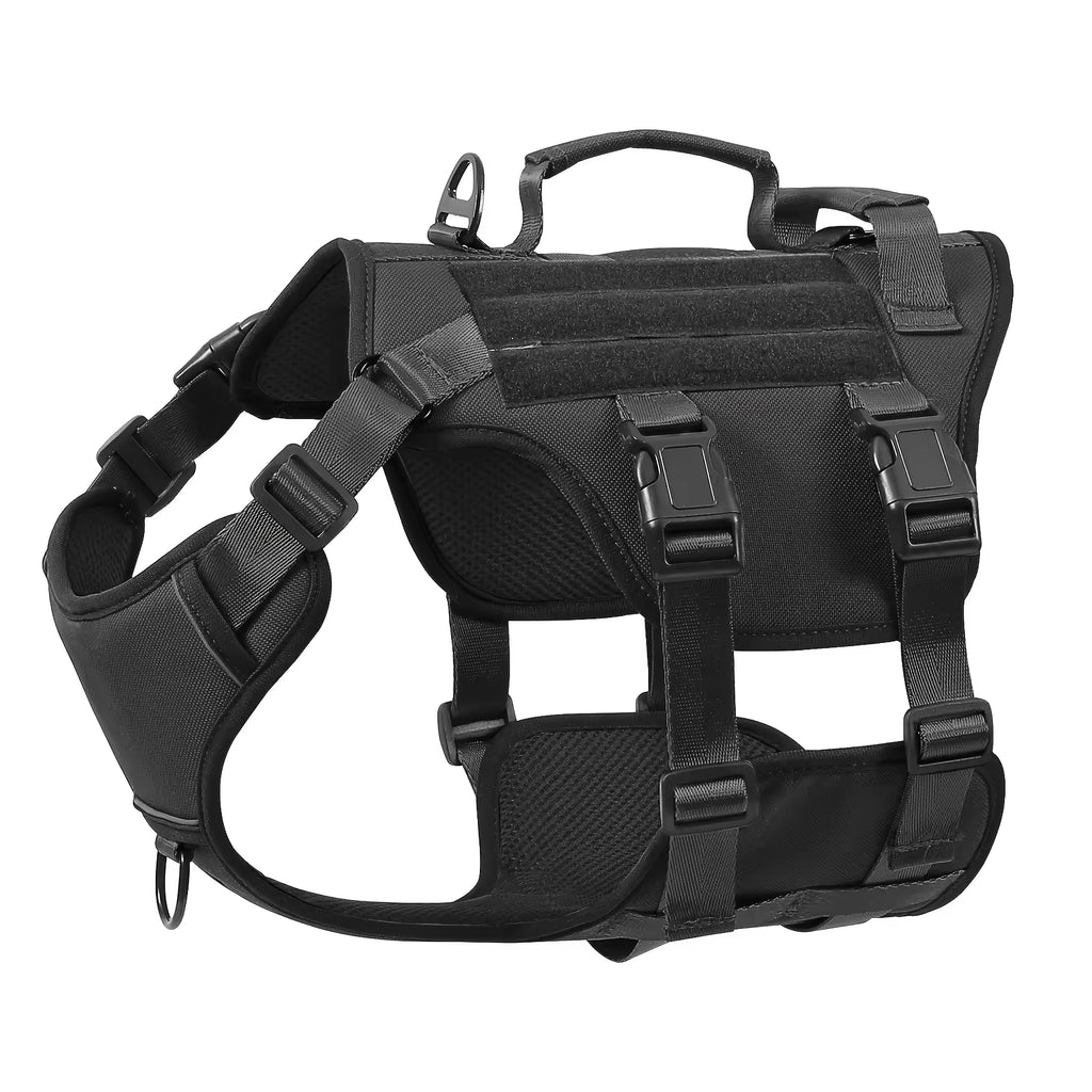 Tactical Service Dog Harness - No-Pull Reflective Vest with Dual Handles for Large Dogs