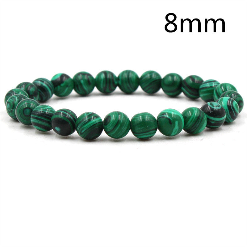 Green Malachite Beaded Bracelet - 8mm Natural Stone Bracelet